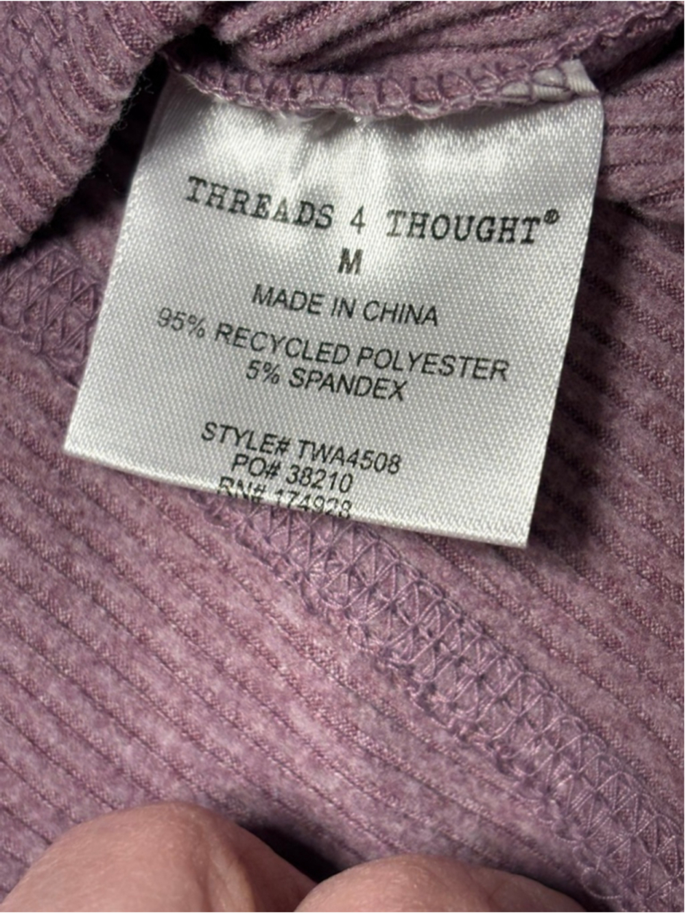 NWT Threads 4 Thought Cozy ReActive Ribbed Cropped Heathered Purple Hoodie SZ M - Picture 7 of 7